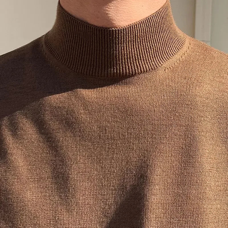 saferido Half Turtleneck Sweater Men Vintage Long-sleeved Korean Solid Knit Sweater Underwear Bottoming Shirt Casual Versatile Male