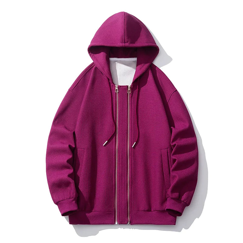 saferido Spring Autumn Youthful Vitality Hooded Hoodies Men Solid Loose Cardigan Sweatshirt Coat Fashion Couple Casual Hoodies Streetwear