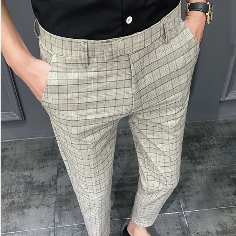 saferido New British Style Dress Suit Pant Man New Plaid Suit Pant Men Designer Gentlemen Business Casual Work Pant Trousers 28-34