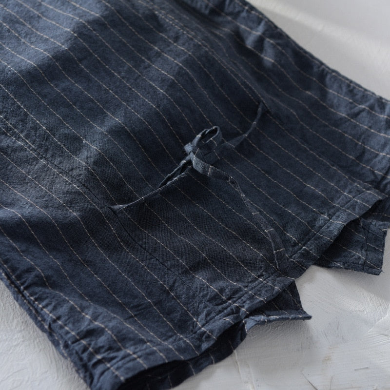 Men Vintage Vest Slim Linen Cotton Blazer Vest Male Casual Thin Striped Suit Waistcoat Clothing Asian Size M-3XL