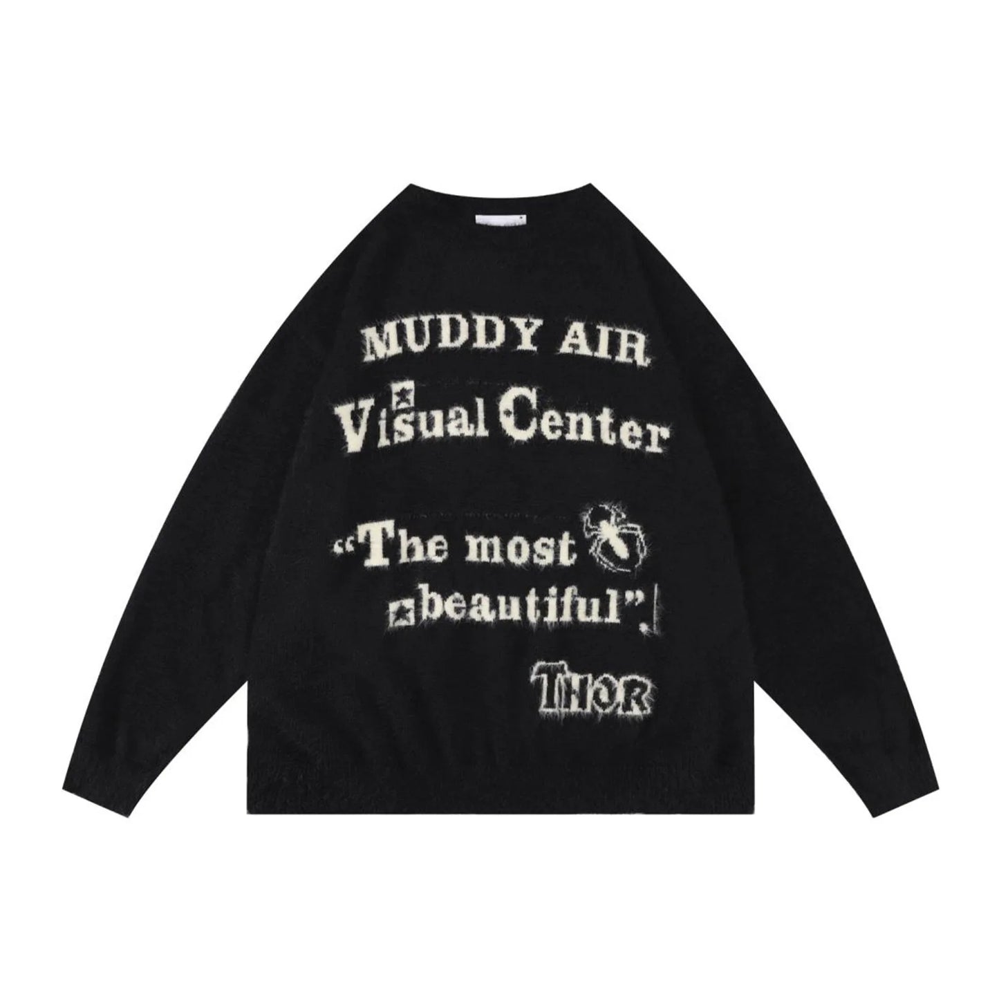 saferido Sweater Vintage Soft Glutinous Imitation Mink Wool Sweater Knitted Sweater Oversize Couple Fashion Autumn and Winter New Top Hip Hop