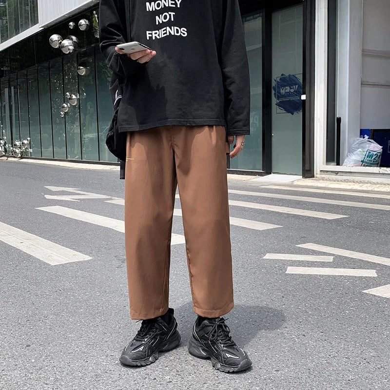 saferido Printed Letter Casual Pants Men's Loose Drape Straight Wide-leg Trousers Fashion Spring Summer Solid All-match Overalls Trend