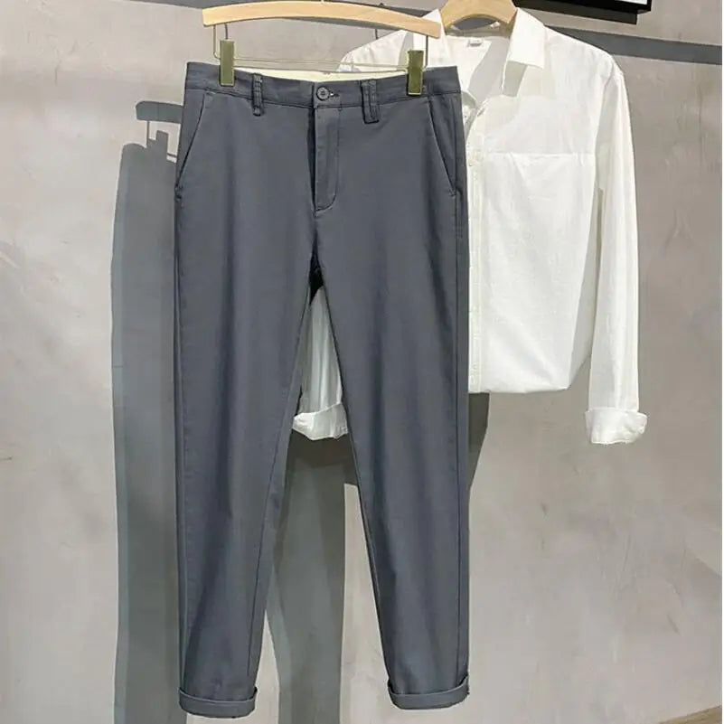 saferido Men Cargo pants Fashion Casual Suit Pants Spring Autumn Solid All-match Slim Korean Male Clothing New Full Straight Trousers 38
