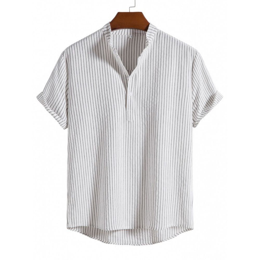 Summer Striped Shirts Men's Hawaiian Shirts Striped Graphic Clothing Short Sleeve Tops Streetwear Oversized For Men Henleys