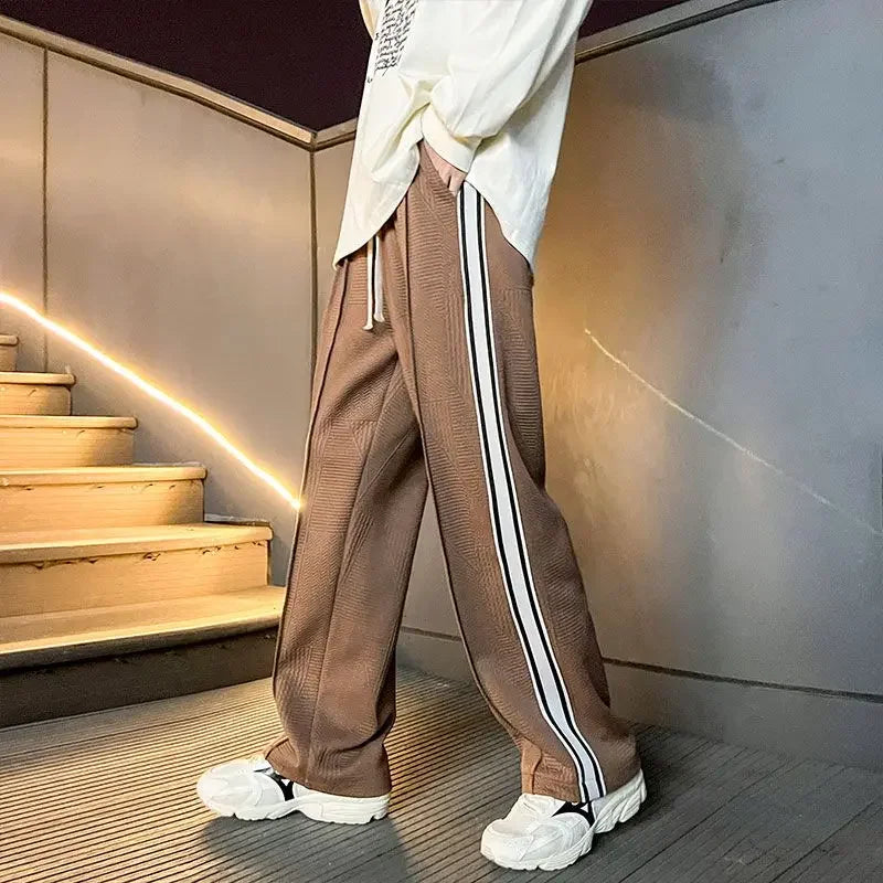 saferido Sweatpants for Men Grey Vintage Trousers Straight Male Sweat Pants Cotton Wide Leg Free Shipping Casual Young La Summer Harajuku