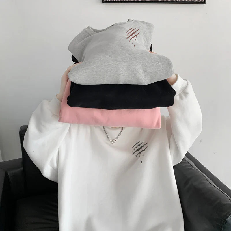 saferido Hipster Men Sweatshirt Oversize Streetwear Autumn Round Neck Sweat Shirt Harajuku Unisex Casual Sports Pullover Sweatshirts