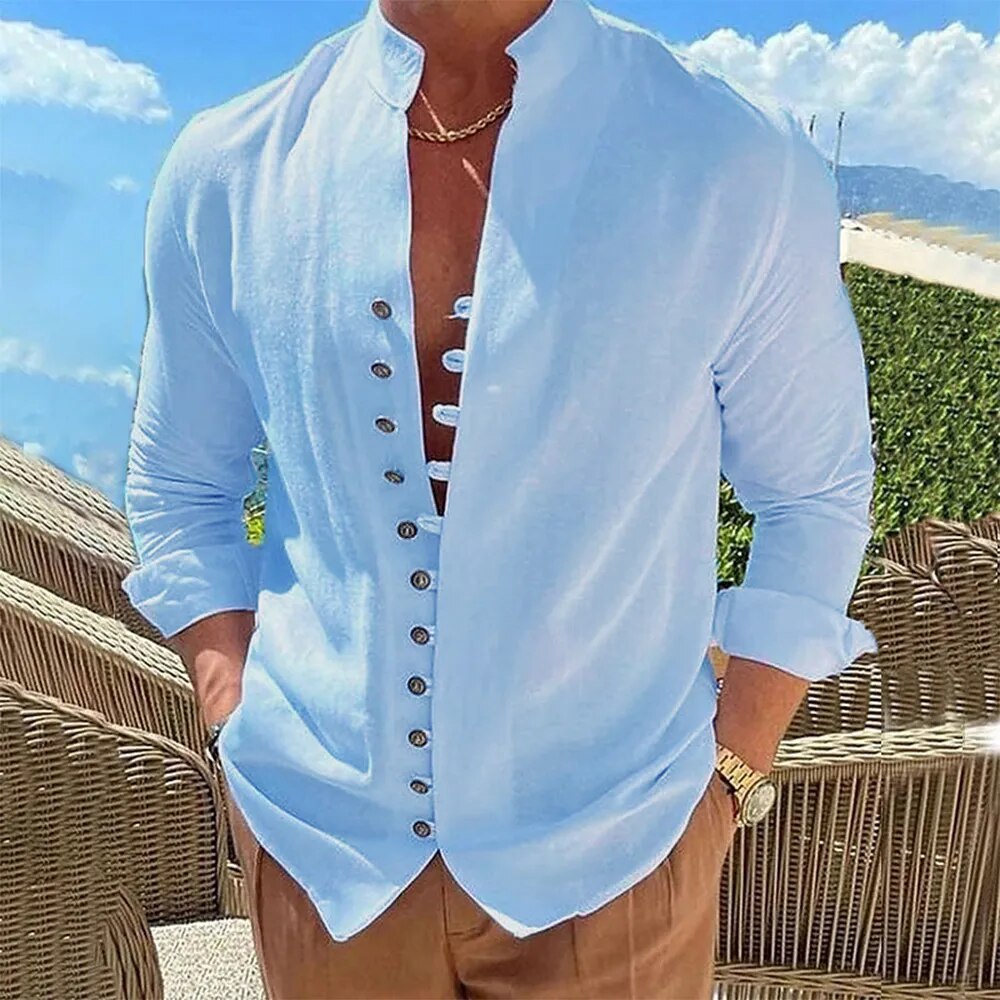New Spring Autumn casual shirt loose Men's Solid Color Long Sleeve Shirt Button Shirts Vintage Big size