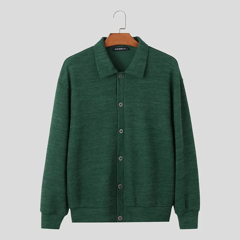 Casual Simple Style Tops New Mens Knitted Sweater Streetwear Autumn Winter Male Solid Long Sleeve Cardigan Sweater S-5XL