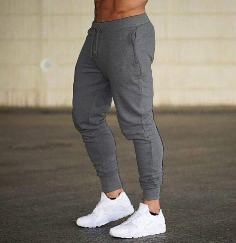 Men Bodybuilding Pant Autumn Spring Tracksuit Sweatpants Casual Solid Slim Harajuku Style Trousers Drawstring Full Length Pants