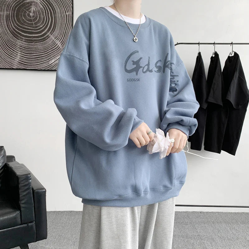 saferido Men's Multicolor 15 Color Sweatshirt Loose Large Size 5XL Personalized Printed Korean Street Tops Funky Casual Round Neck Tops