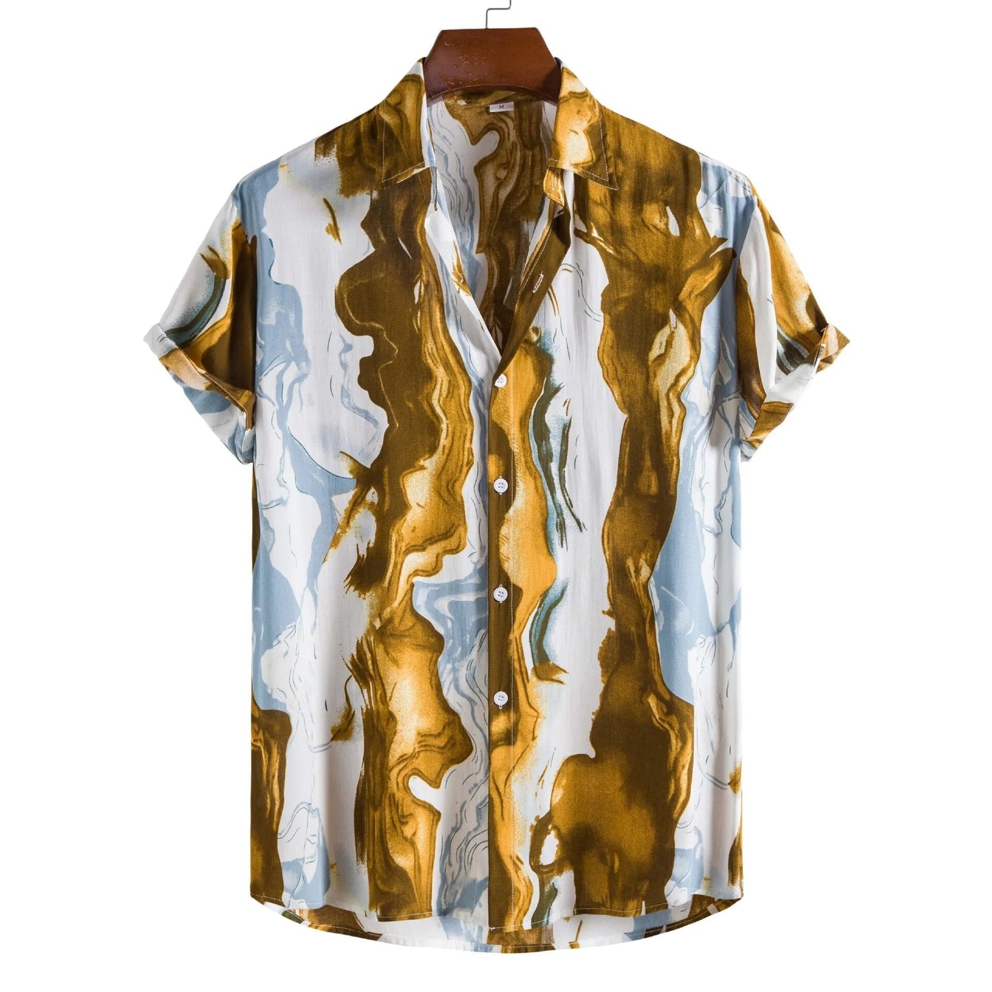 Mens Vintage Button Up Linen Shirts Slim Fit Short Sleeve Hawaiian Floral Shirt Men Casual Harajuku Streetwear Camisas Homme XXL
