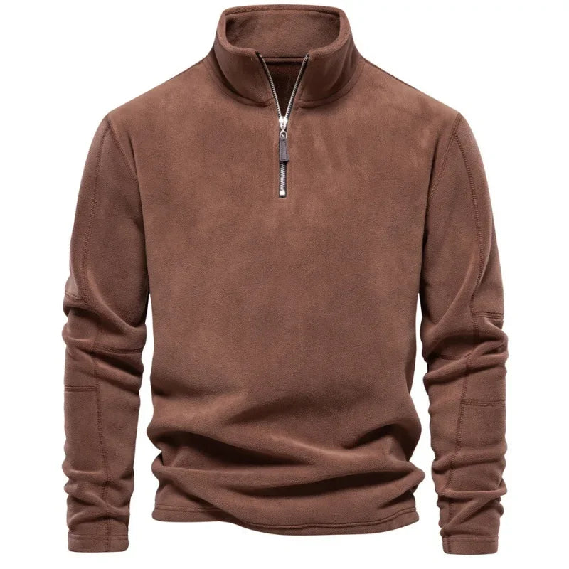 New Autumn Winter Thicken Warm Fleece Jacket for Men Zipper Neck Pullover Quality Men's Sweatshirt Soft Mens Jacket