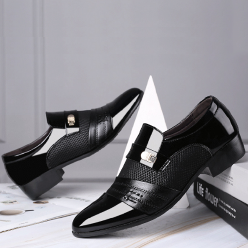saferido Former Men Shoe Black Leather Shoes for Men Luxury Plus Size Party Office Business Casual Shoes Loafers