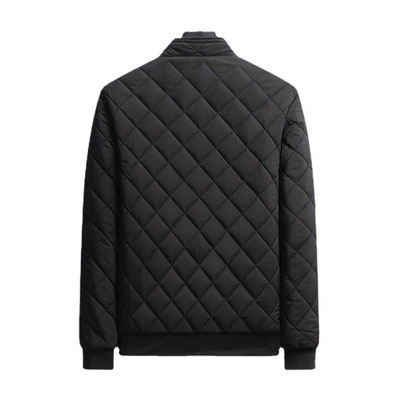 Autumn Winter Bomber Jacket Men Diamond Pattern Fleece Lined Casual Jacket Men Fashion Clothing Brand New Slim Fit Coat