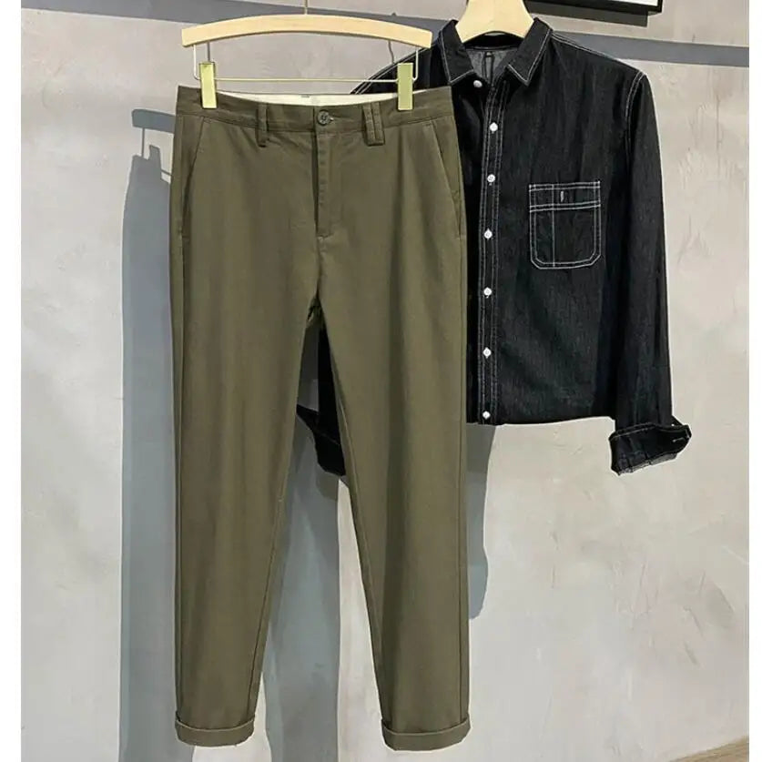 saferido Men Cargo pants Fashion Casual Suit Pants Spring Autumn Solid All-match Slim Korean Male Clothing New Full Straight Trousers 38