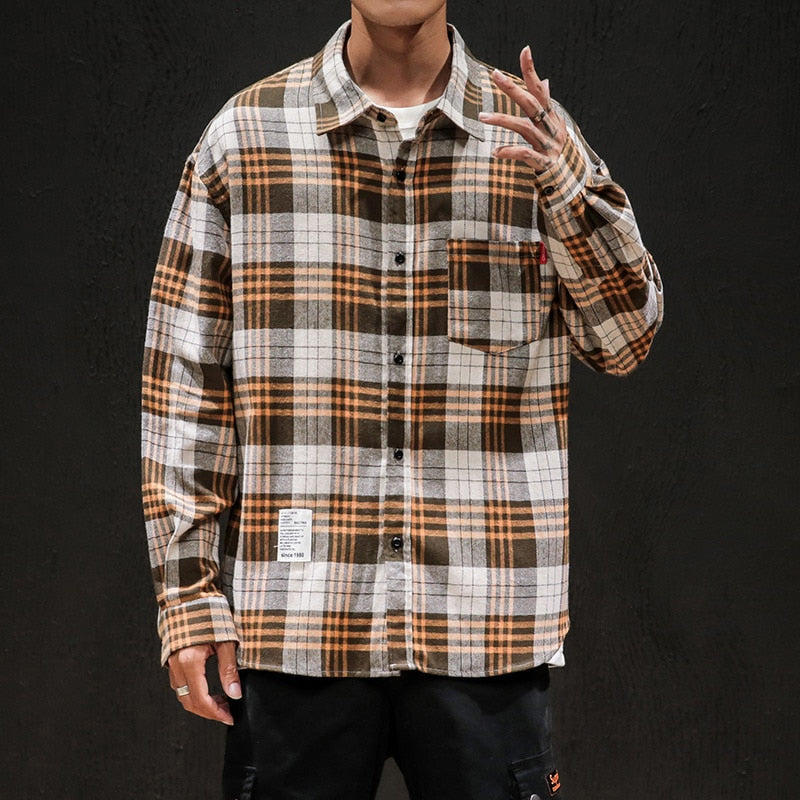 Autumn Men's Shirt New Arrival Fashion Plaid Long Sleeve Shirts Casual Business Plus Size Loose Blouse For Men Women