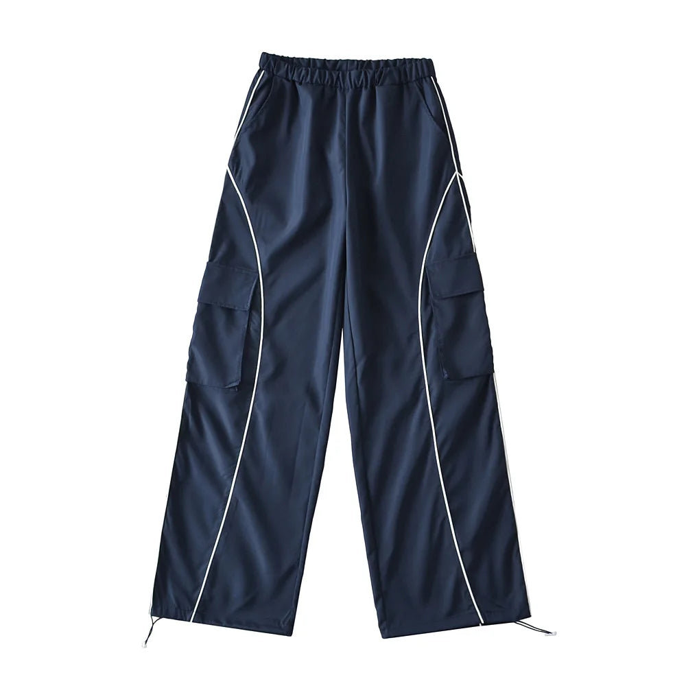 saferido Sports Pants for Men Jogging Sweatpants Wide Leg Cargo Trousers Male Black Streetwear Loose Casual American Street