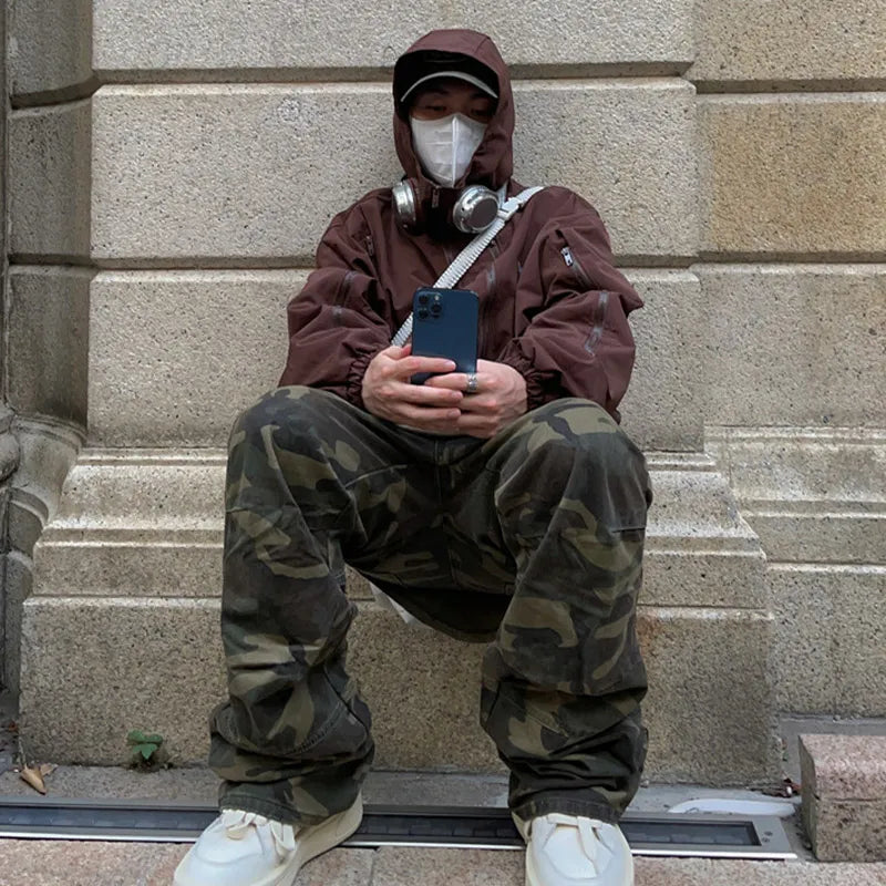 Straight Camouflage Cargo Long Pants For Men Casual Zipper Full Trousers Man Summer Autumn New Fashion Men's Clothing