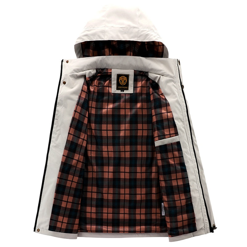 Autumn Fashion Men's Casual Windbreaker Hooded Jacket Man Waterproof Outdoor Soft Shell Winter Coat Warm Ultra Light Jacket