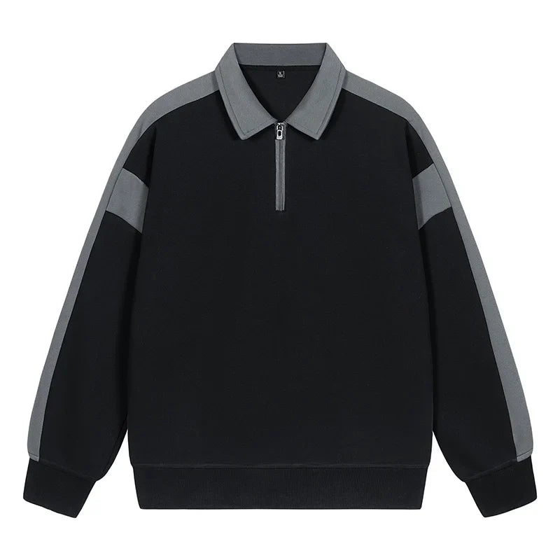 Spring Mens Patchwork Sweatshirt Hoodies Men Fashion Streetwear Harajuku Turn Down Collar Pulllover Male Korean Sweatshirt