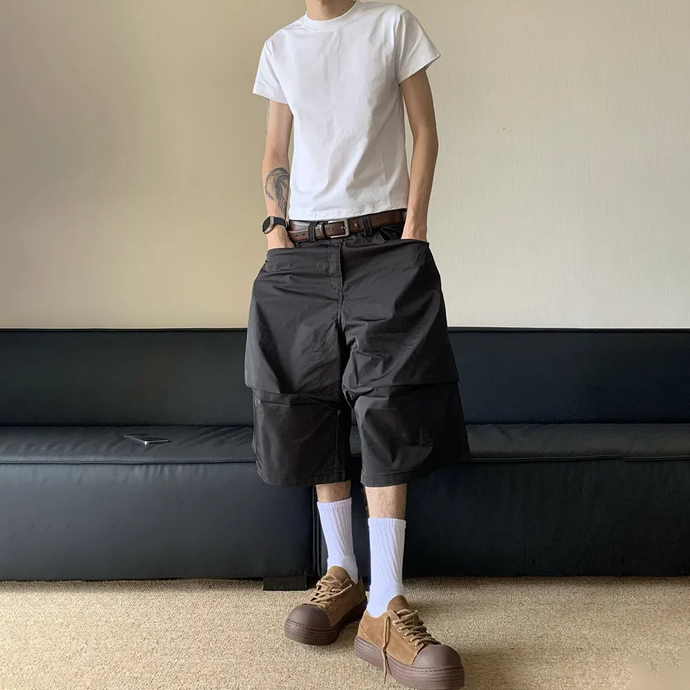 saferido Cropped Pants Summer American Retro Baggy 3d Cargo Capri Pants Hip-Hop Streetwear Trendy Casual Handsome Stylish Pants For Men