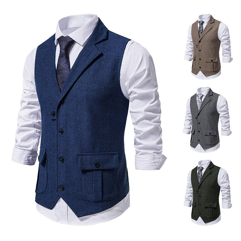 Men's Brown Vest Suit Vest Single breasted Designer Brand Sleeveless Formal Coat Top Adult Dress Tuxedo
