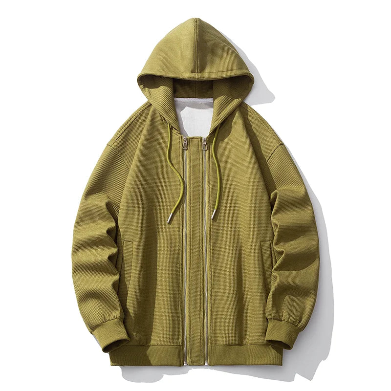 saferido Spring Autumn Youthful Vitality Hooded Hoodies Men Solid Loose Cardigan Sweatshirt Coat Fashion Couple Casual Hoodies Streetwear