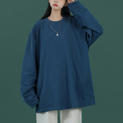 Autumn Long Sleeve T-Shirt Men Fashion Solid Basic T Shirt Mens Oversized Hip Hop Casual Cotton Mens Streetwear Top Tees