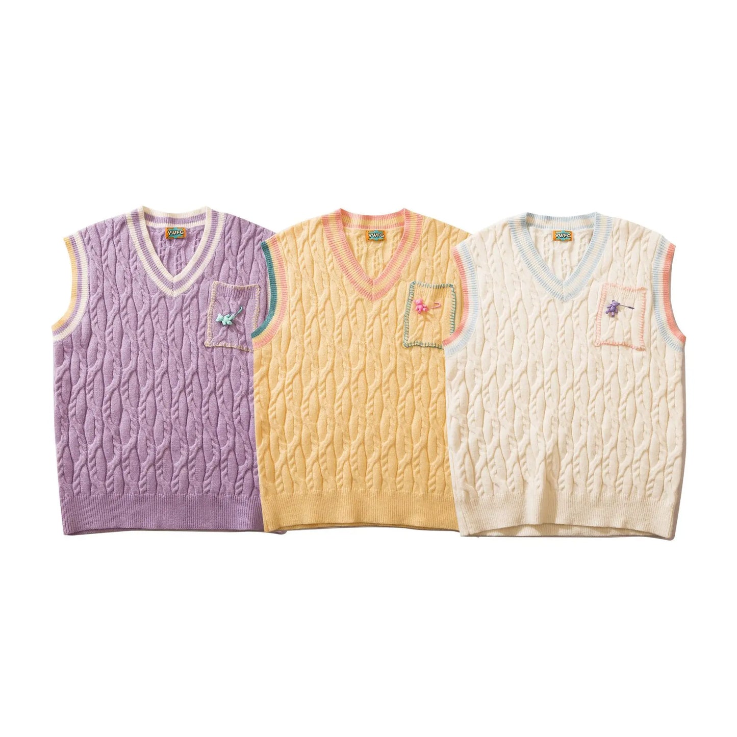 saferido Japanese Harajuku Knitted Vest Men Solid Color Matching V-neck Pullover Causal Loose Sleeveless Couple Sweaters Fashion New
