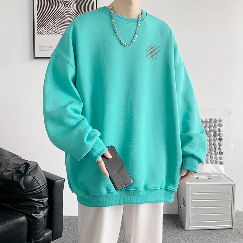 saferido Hipster Men Sweatshirt Oversize Streetwear Autumn Round Neck Sweat Shirt Harajuku Unisex Casual Sports Pullover Sweatshirts