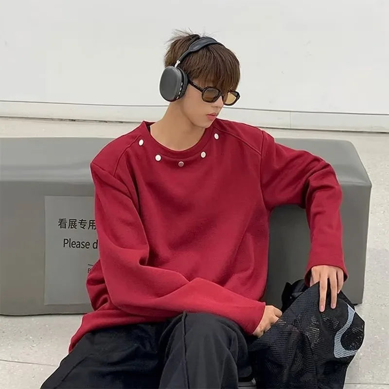 saferido Y2k Hoodies Men O-neck Loose Japanese Harajuku Outwear BF Couples Youthful Vitality All-match Streetwear High Street Autumn Ins