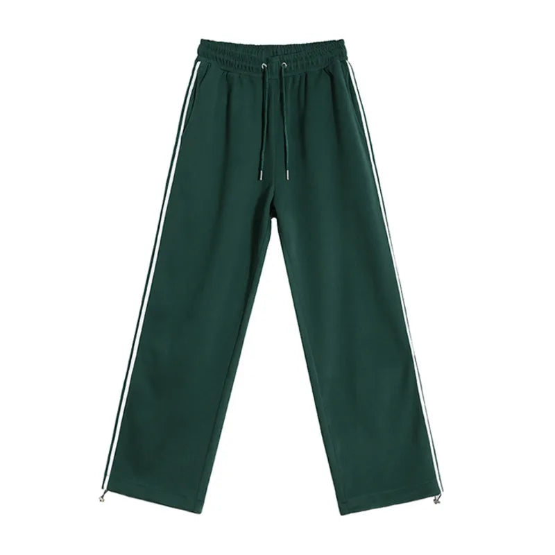 saferido 2024 Summer Men's Contract Color Striped Sweatpants New Korean Style Elastic Waist Wide Leg Pants Fashion Male Trousers