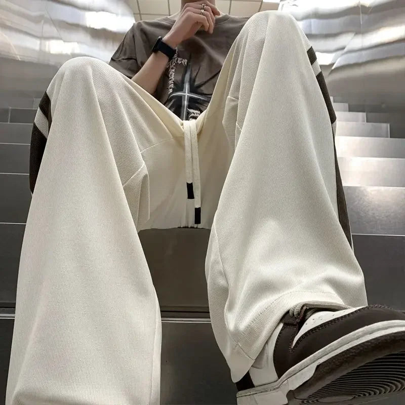 saferido Man Sports Pants Thin Trousers Striped Straight Summer Xxxl Loose Sport Korean Popular Clothes Y2k Baggy Gym Sweatpants for Men