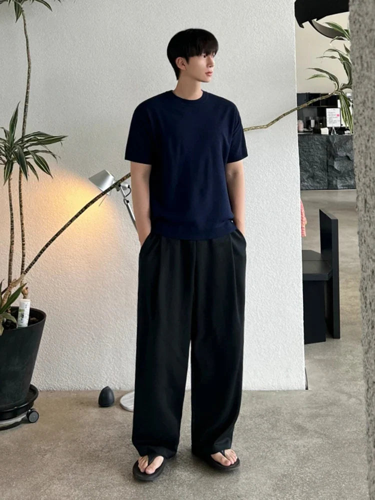 saferido Man's Wide Leg Long Pants 2024 Summer New Korean Style Drape Straight Tube Fashion Loose Casual Male Trousers