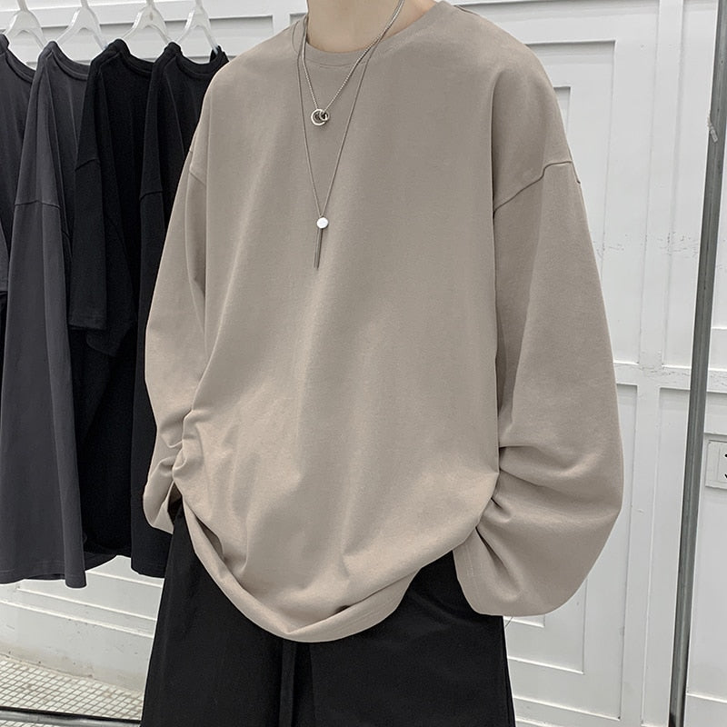 Spring Autumn Long Sleeve T-shirts Men O-Neck Collar Cotton T Shirt Fashion Casual Comfortable Oversized Tops Tees For Man Women