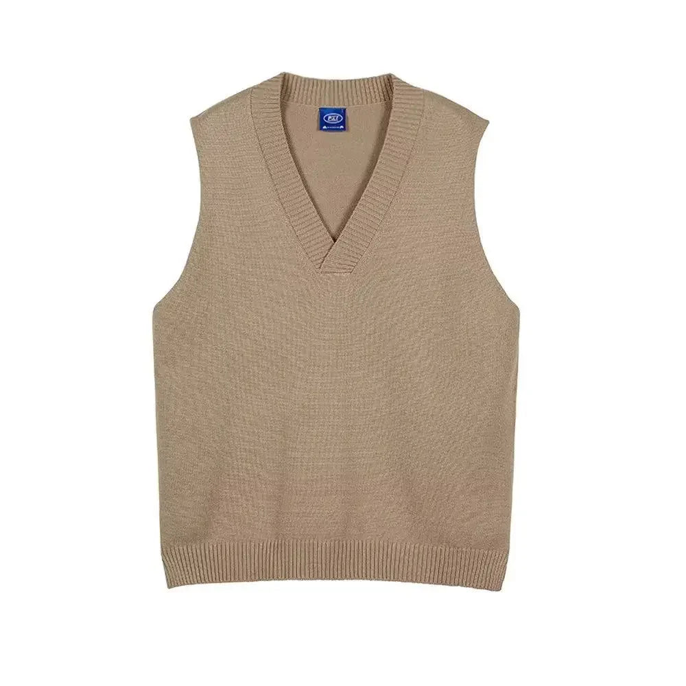 Man Clothes Smooth Solid Color Vest Plain Knitted Sweaters for Men Waistcoat Sleeveless Over Fit Knit Korean Fashion Warm Cheap
