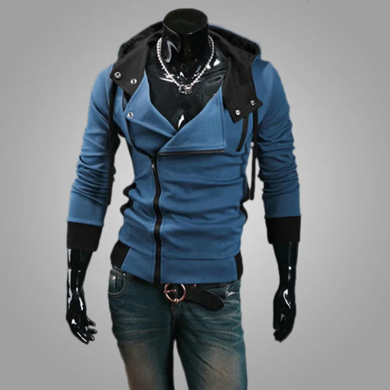 Casual Man Hoodie Sweatshirt Slim Male Zipper Streetwear Cardigan Hoodies Outerwear Black Sportswear Men Hooded Jacket