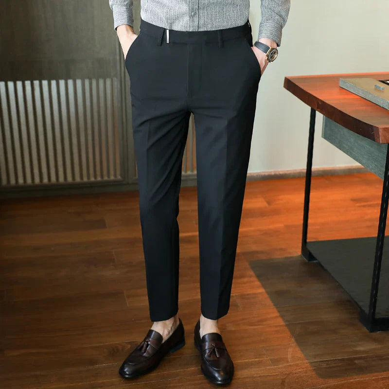 saferido British Style Business Formal Wear Suit Pant Men Clothing Simple Slim Fit Casual Office Trousers Straight Pantalones Hombre