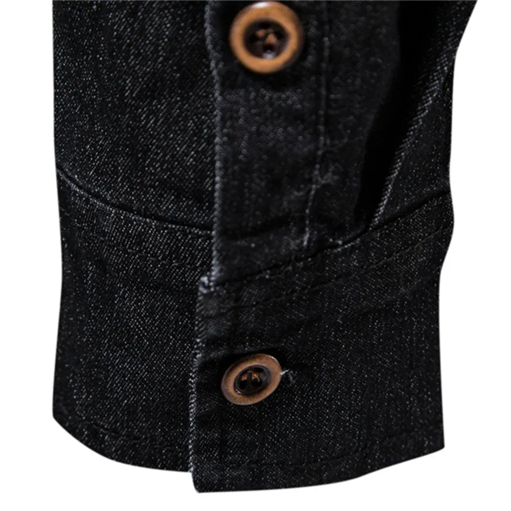 Brand Elastic Cotton Denim Shirt Men Long Sleeve Quality Cowboy Shirts for Men Casual Slim Fit Mens Designer Clothing