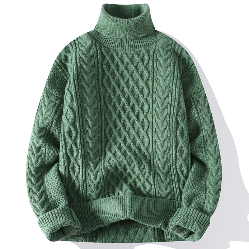 High Quality Mens Turtleneck Sweaters Pullover Solid Color Knitted Sweater Men Casual Pullovers Autumn Winter Warm Knitwear Man