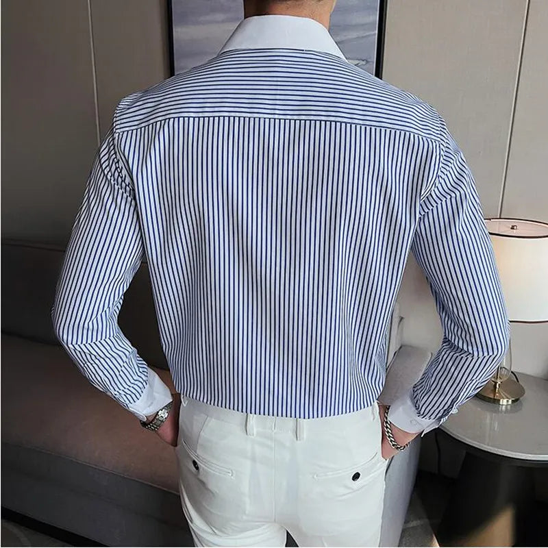 saferido Men's Spring High Quality Business Long Sleeve Shirts/Male Slim Fit Lapel Office Dress Shirts Hombre Casual Chemise de luxe