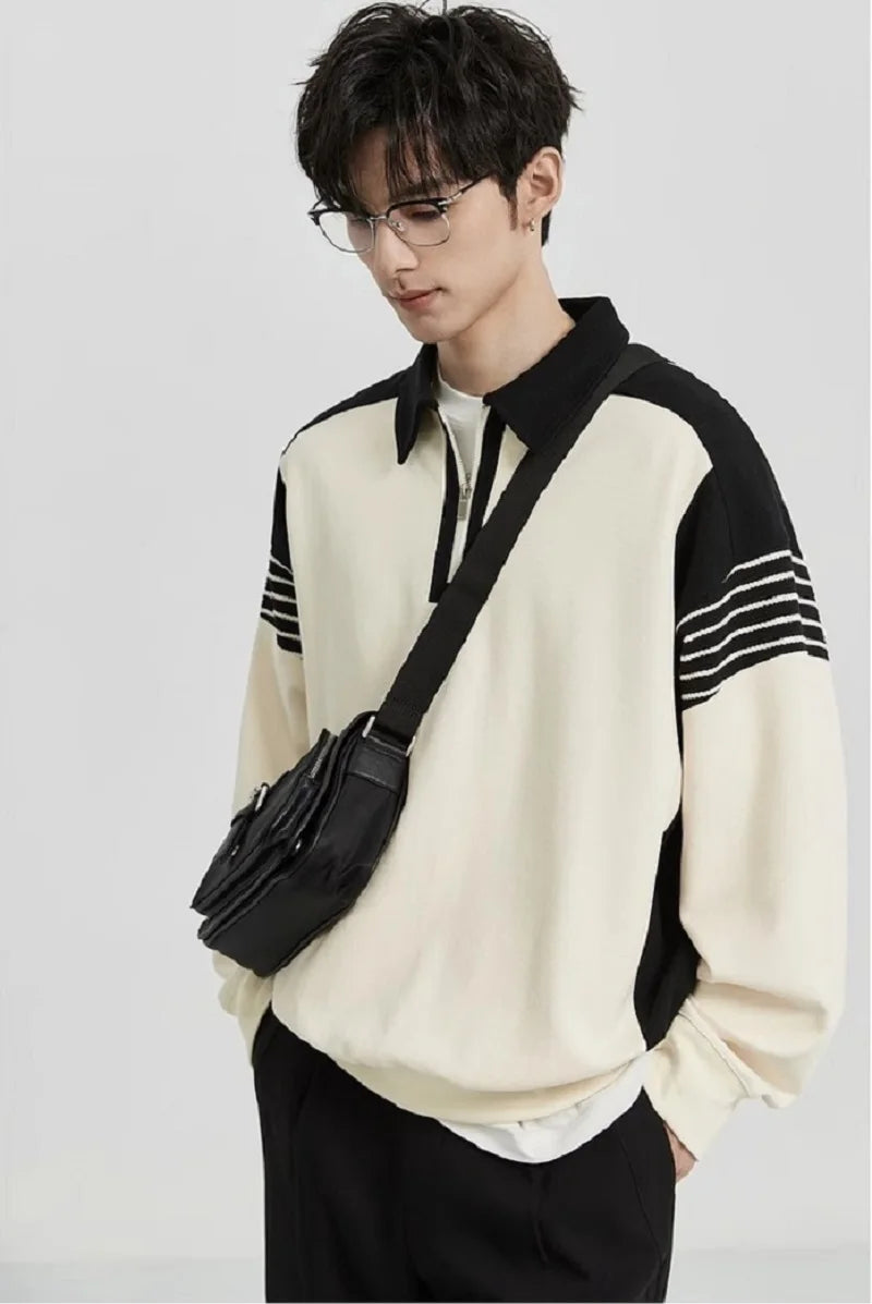 saferido Pullover Mens Thick Warm Knitted Men Sweater Solid Fashion Sweaters Half Zip Spring Autumn Comfy Fleece Winter Coat Casual