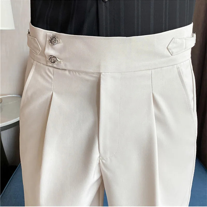 saferido Korean Fashion Shorts Men Streetwear Pleated Shorts Knee Length Work Bottoms Summer Streetwear Cool Bermudas Male Slim Fit