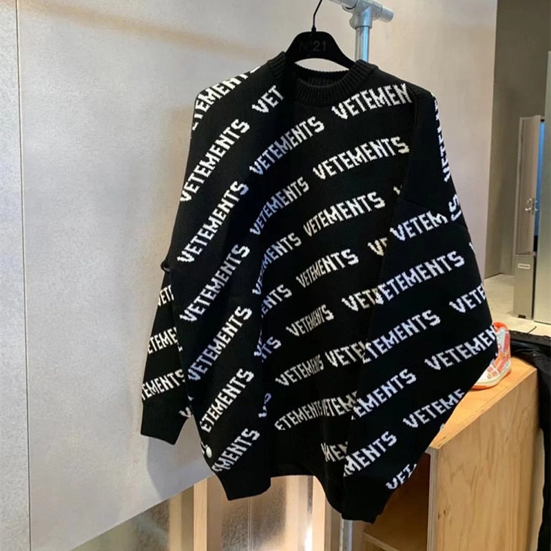 Fall Winter Men Women Couple High Quality Knitting McQueen Sweater