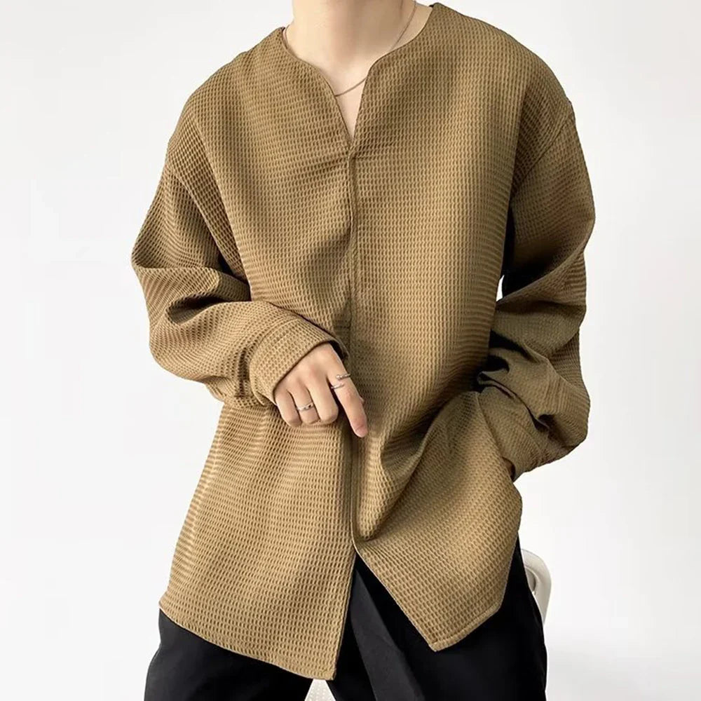 saferido Mens Harajuku Irregular Shirt 2024 Spring New Fashion Goth Handsome Loose Oversized Lapel Fashion Long Sleeve Cloak Unisex