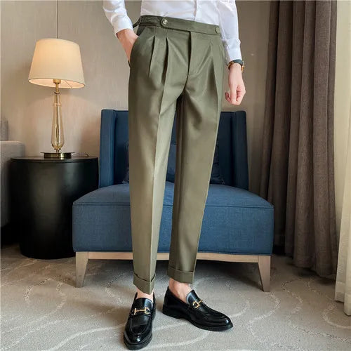 saferido Men's British Style Two-Piece Casual Suit - Slim Fit, High-End, Suit or Blazer/Trousers Sold Separately -Male Suit for Wedding