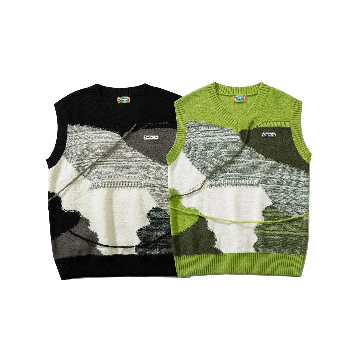 saferido Japanese Retro Knitted Vest Men V-neck Color Matching Wool Sleeveless Sweaters Causal Loosed Preppy Couple Knitwear Autumn New