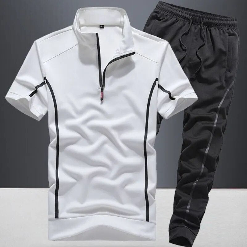 Top Pants Sets Man Polyester T Shirt Slim Fit Sports Suits Cotton Essential Fashion Tracksuit Cheap Young La Kpop Men's Clothing