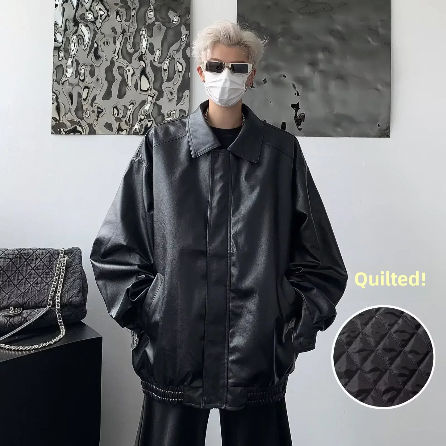 saferido Autumn New Pu Leather Solid Color Hip Hop Jacket Top Fashionable American Style Vintage Motorcycle Jacket For Men Women