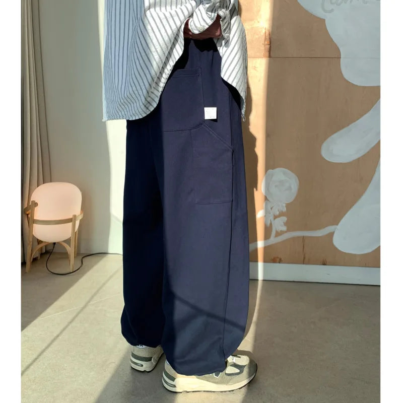 saferido Winter Plush Pants Men Warm Oversized Wide Leg Pants Men Streetwear Korean Loose Thick Sports Pants Mens Joggers Trousers S-XL